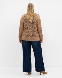 City Chic - Plus size Beck Wool Blend Jumper - mushroom