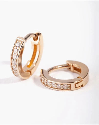 Lovisa - Gold Plated Sterling Silver Cubic Zirconia Huggie Earrings