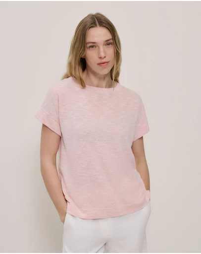 Trenery - Linen Cotton Relaxed Knit T-shirt in Blossom Pink