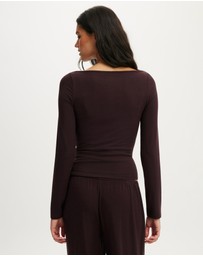 Cotton On Body - Super Soft Boat Neck Henley Long Sleeve Top