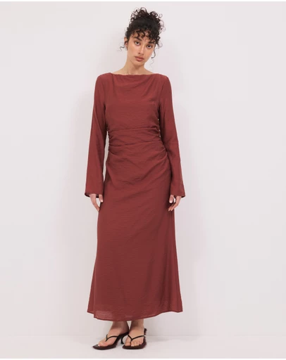 Calli - Lydia LS Ruched Midi Dress