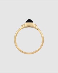 Elli Jewelry - Ring Square vintage with onyx in 925 sterling silver gold plated