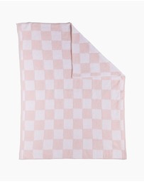 Living Textiles - Chenille Blanket - Checkered Pink
