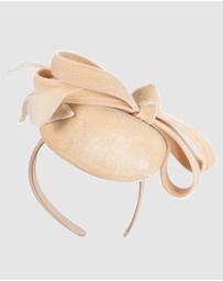 Max Alexander - Velvet Beige Winter Pillbox Fascinator