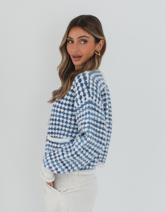 Esther & Co - Aica Cardigan - Blue Print