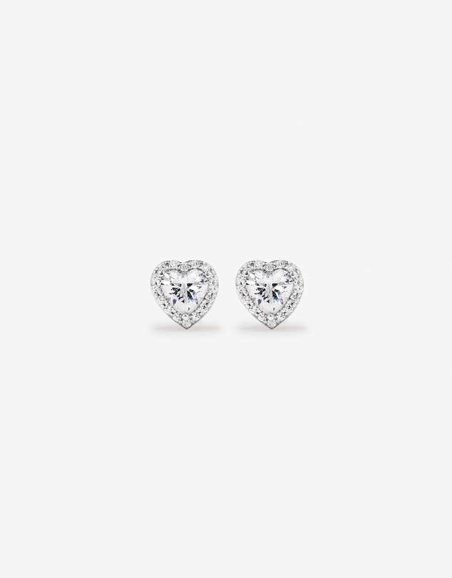 Michael Hill - Heart Shape Cubic Zirconia Halo Stud Earrings in Sterling Silver