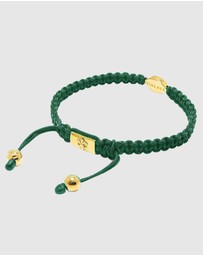 Nialaya Jewellery - Men's Dark Green String Bracelet with Gold Evil Eye