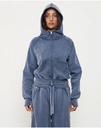 Pinky & Kamal - Acid Wash Zip Up Hoodie