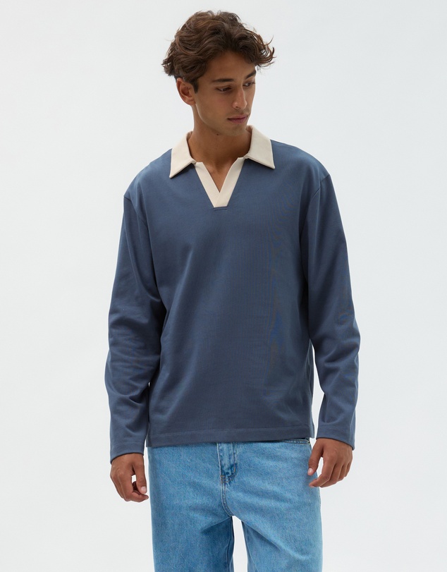 AERE - Contrast Cotton Rugby Polo