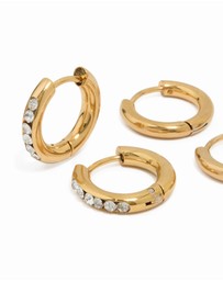 Lovisa - Waterproof Gold Plated Stainless Steel Chunky Hoop Earrings 2-Pack