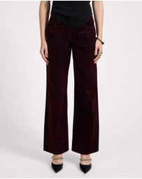ONE TEASPOON - Jackson Mid Waist Wide Leg Velvet Finish Denim Jeans - Flocked Maroon