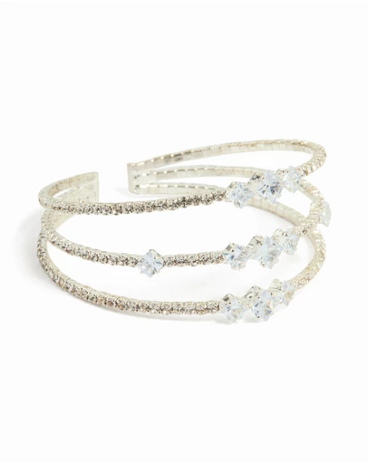 Lovisa - Silver Cubic Zirconia Layered Bangle