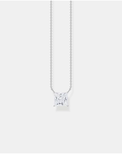 THOMAS SABO - Necklace with square stone pendant in white silver