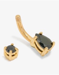 Lovisa - Gold Plated Surgical Steel Black Cubic Zirconia Belly Bar