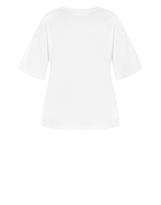 City Chic - Plus size Los Angeles Cotton Tee - ivory