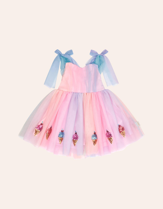Huxbaby - You-Scream-For-Ice Cream Sequin Tulle Dress - ICONIC EXCLUSIVE - Babies-Teens