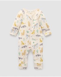 Purebaby - Printed Zip Growsuit -Kids-Babies