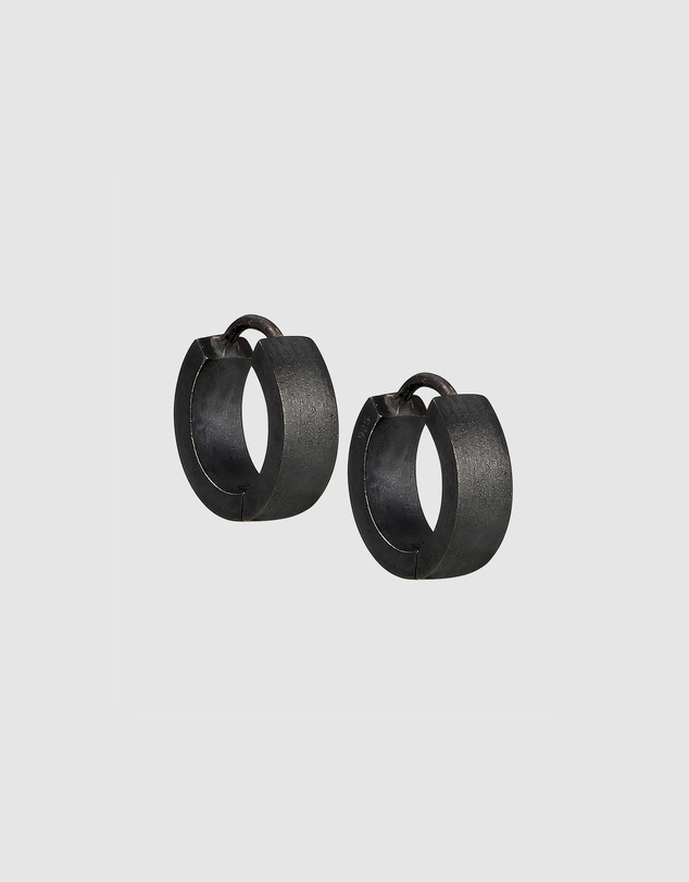 Kuzzoi - ICONIC EXCLUSIVE - Classic Hoop Earrings in Oxidised 925 Sterling Silver