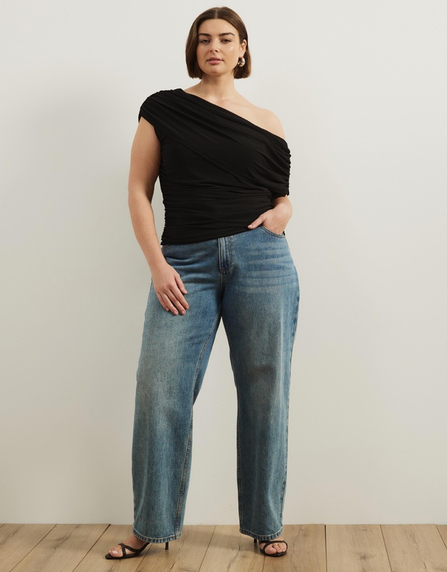 Atmos&Here Curvy - Winnie Off Shoulder Mesh Top