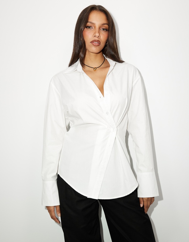 Dazie - Em Asymmetrical Button Up Shirt