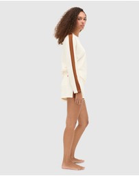 Seed Heritage - Contrast Long Sleeve Top and Short PJ Set