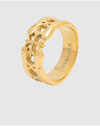 Nialaya Jewellery - Men's Cross Band Ring with Gold Plating