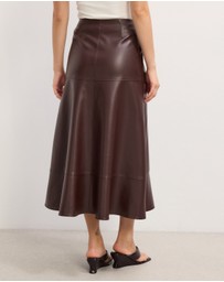 The Fated - Cam Leather Look Midi Skirt