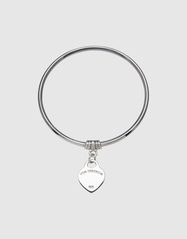 Von Treskow - Art Deco Bangle (3mm) with VT Flat Heart
