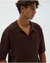 AERE - Deep Cut Knit Polo