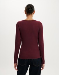 Cotton On - Scoop Neck Rib Long Sleeve Top