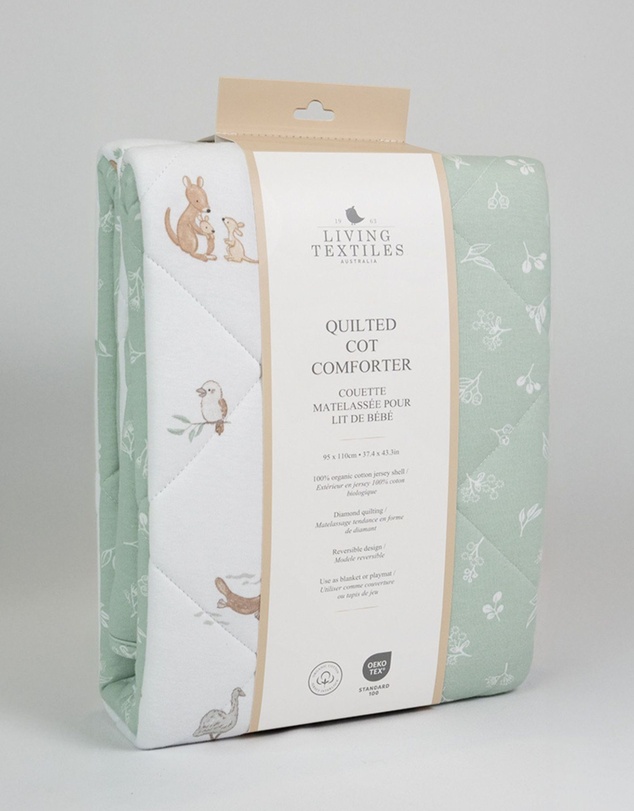 Living Textiles - Reversible Quilted Cot Comforter - Australiana