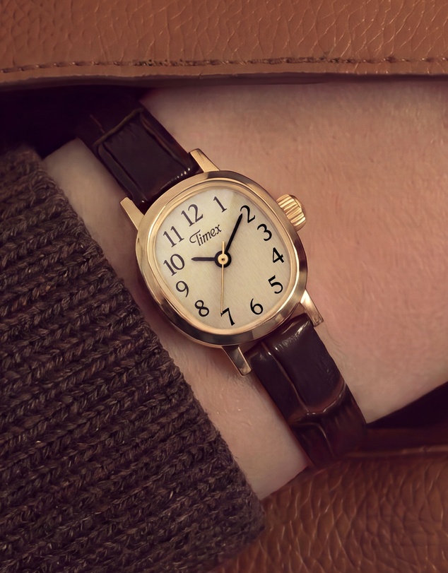 TIMEX - Cavatina® Mini 17mm Brown Crocodile Grain Leather Strap Watch