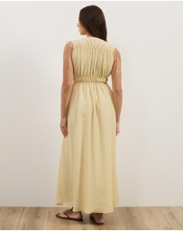 Atmos&Here - Luna Linen Blend Sleeveless Gathered Maxi Dress