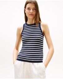 Tommy Hilfiger - Cable Knit Sleeveless Slim Sweater