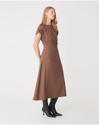 Forcast - Bianca Side Pleat Midi Dress