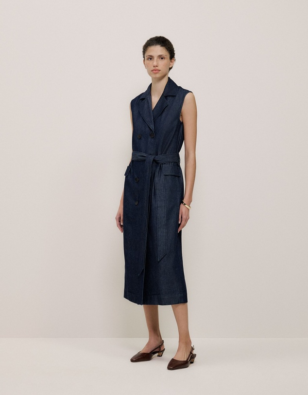 Trenery - Denim Sleeveless Trench Dress in Rinse Wash