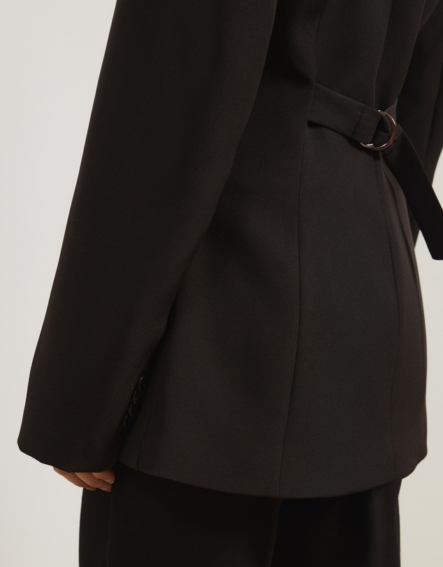 Atmos&Here - High Neck Double Breasted Blazer in Recycled Poly Suiting