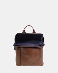 Pierre Cardin - Pierre Cardin Men's Leather Functional Business/Laptop Backpack