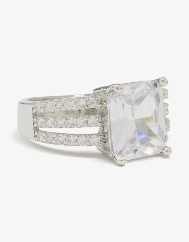 Lovisa - Silver Cubic Zirconia Square Band Ring