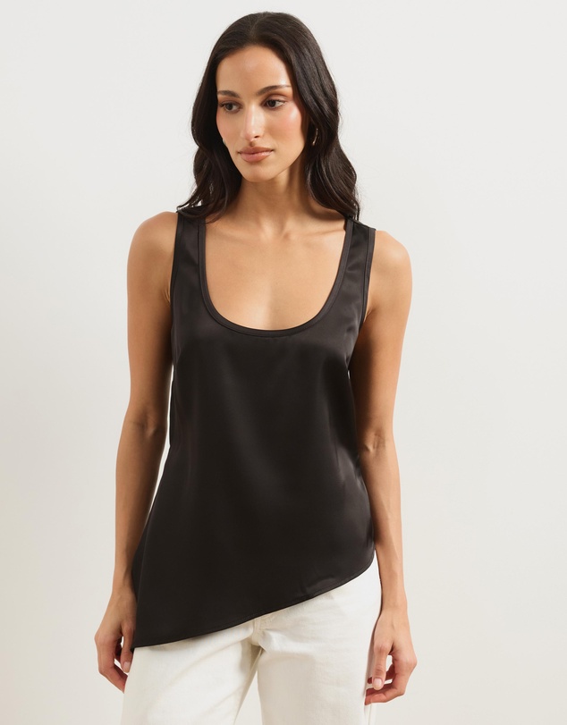 Atmos&Here - Bronte Satin Asymmetrical Scoop Tank Top