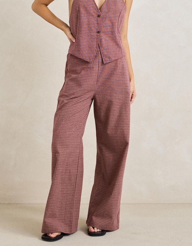 Rhythm - Lucy Check Wide Leg Pants