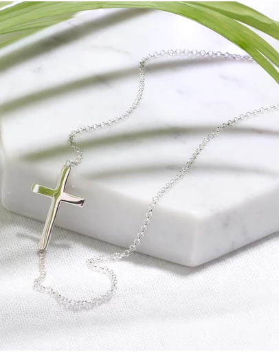 Elli Jewelry - Necklace Women Cross Symbol Faith 925 Sterling Silver
