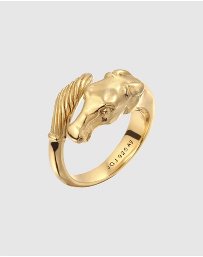 Kuzzoi - ICONIC EXCLUSIVE - Ring Male Horse 925 Sterling Silver Gold Plated