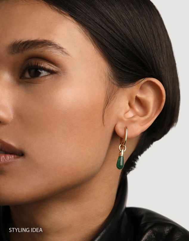 PDPAOLA - Green Aventurine Jupiter Hoop Earrings