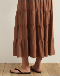 Atmos&Here Curvy - Elenora Linen Blend Tier Maxi Skirt