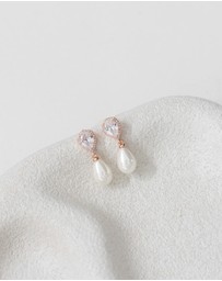 The White Collection - Sara - Rose Gold Pearl Bridal Earrings