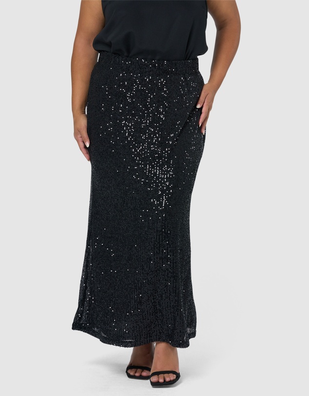 Pink Dusk by Curve Project - Seducer Sequin Maxi Skirt