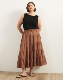 Atmos&Here Curvy - Elenora Linen Blend Tier Maxi Skirt