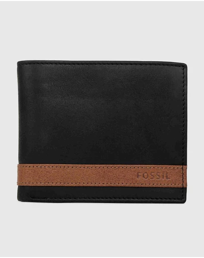 Fossil - Quinn Black Large Coin Pocket Bifold Wallet