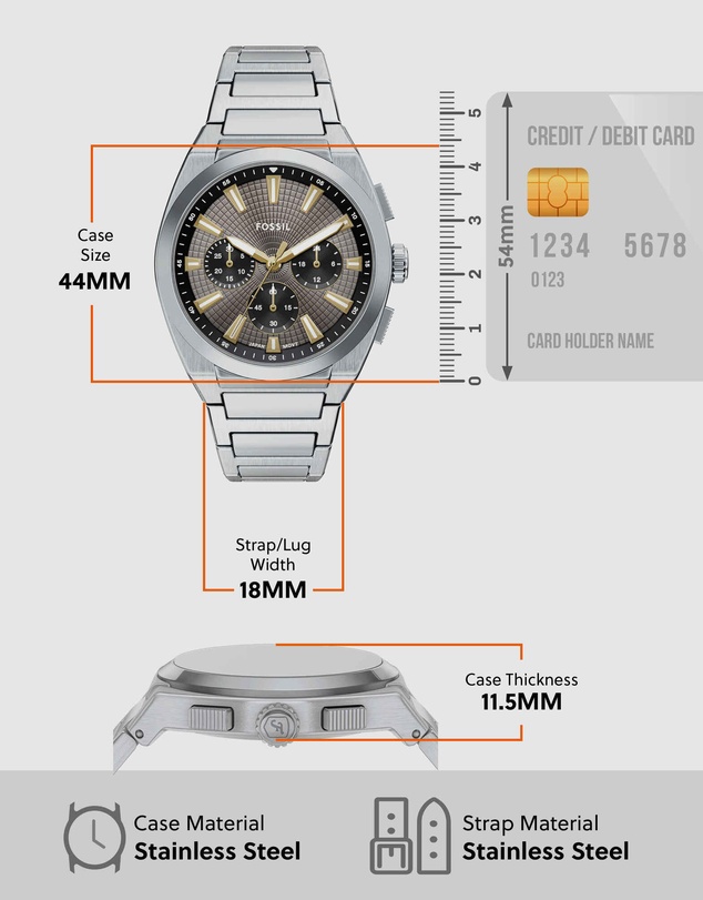 Fossil - Everett Silver Tone Chronograph Watch